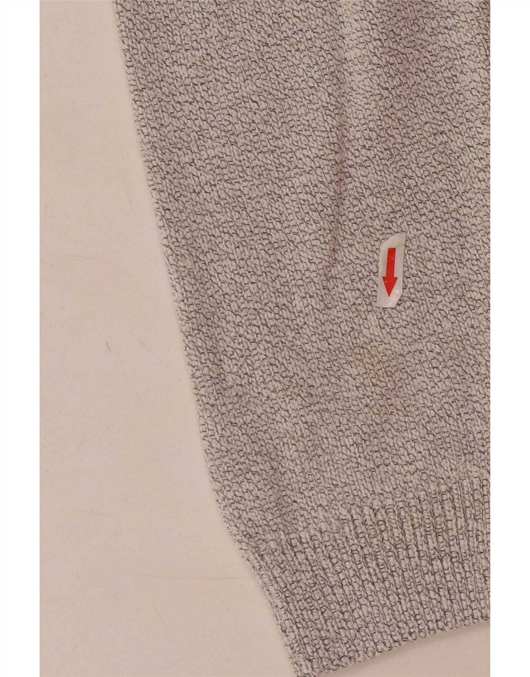 Marks & Spencer Herren-Pullover mit Reißverschluss am Hals, groß, cremefarbene gesprenkelte Baumwolle