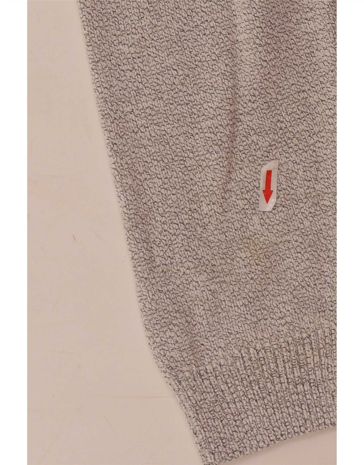 Marks & Spencer Herren-Pullover mit Reißverschluss am Hals, groß, cremefarbene gesprenkelte Baumwolle