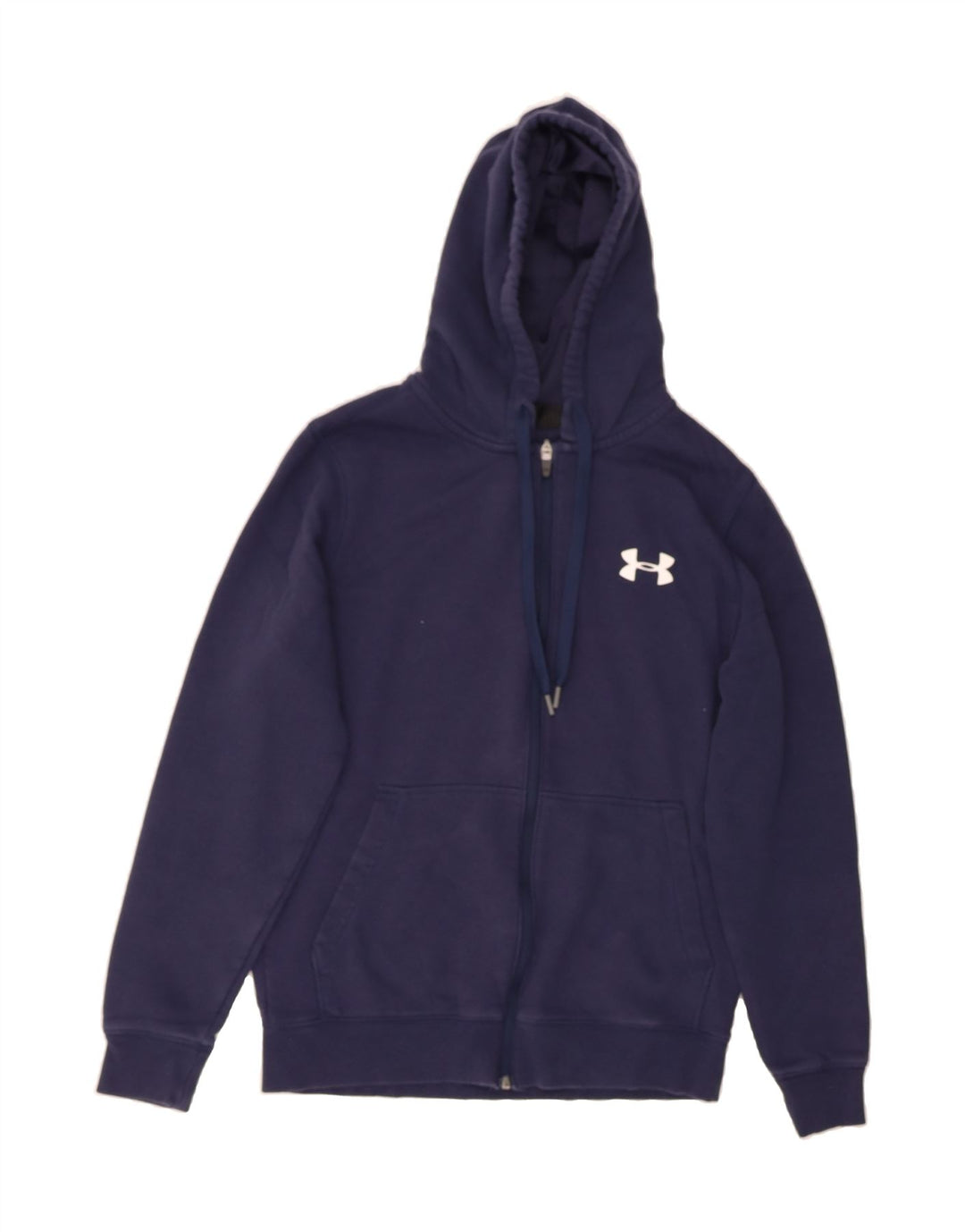 UNDER ARMOUR Mens Cold Gear Zip Hoodie Sweater Small Navy Blue Polyester Vintage Under Armour and Second-Hand Under Armour from Messina Hembry 