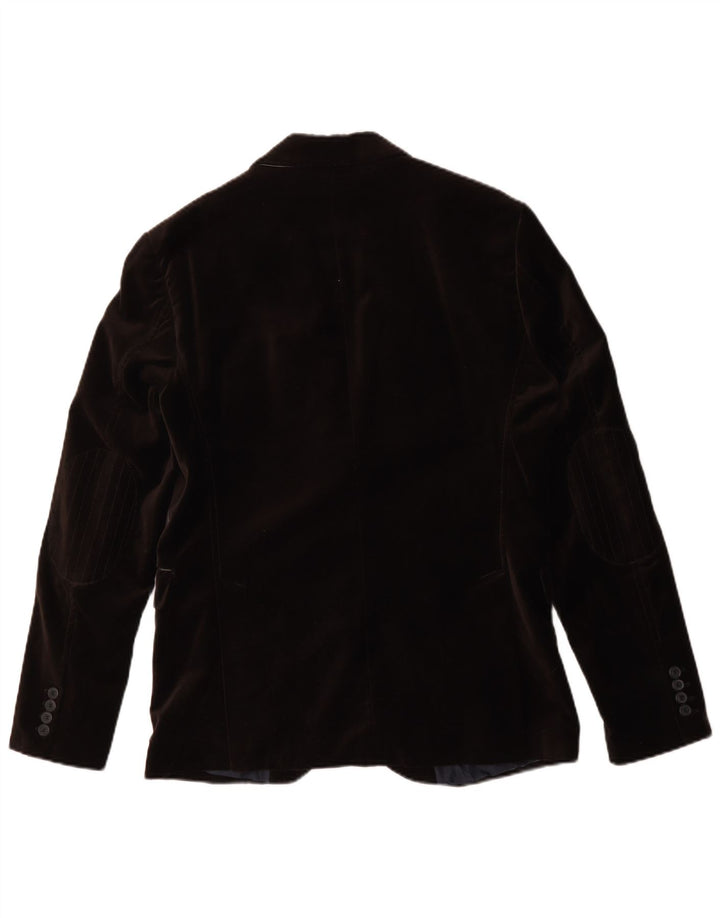 Zara Herren-Blazerjacke aus Velours mit 2 Knöpfen, EU 50, mittelbraunes Polyester