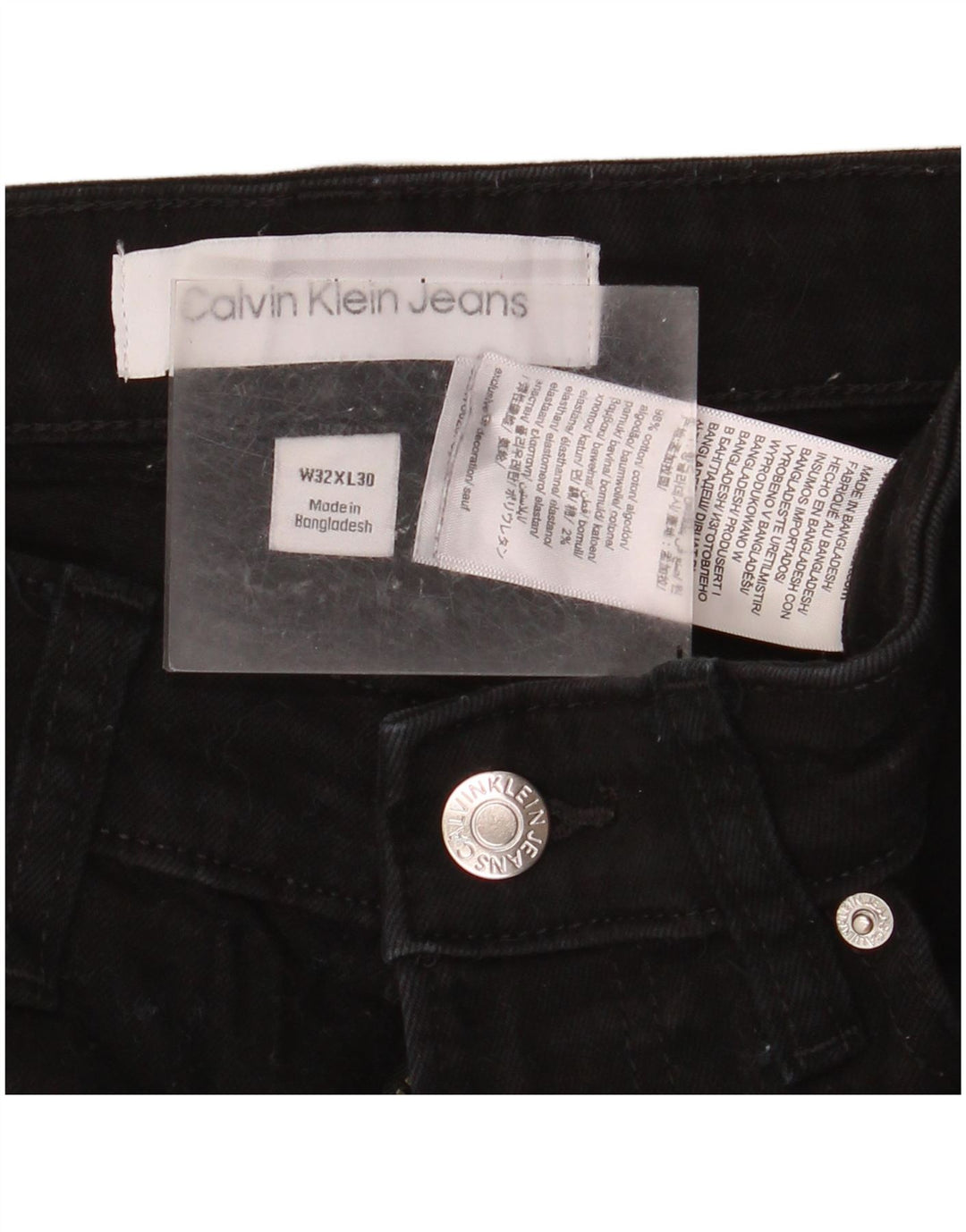 Calvin Klein Herren Skinny Jeans W32 L30 Schwarze Baumwolle