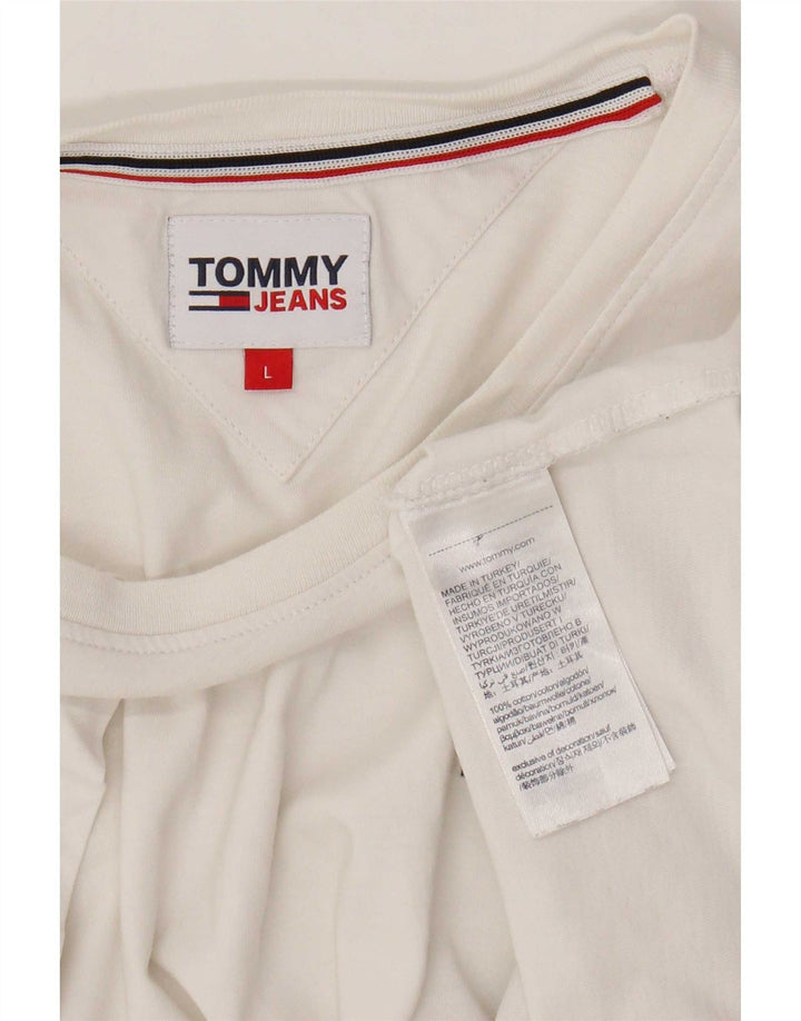 Tommy Hilfiger Herren T-Shirt Top Large Weiß Baumwolle