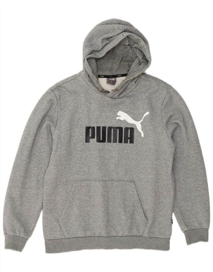 Puma Herren-Kapuzenpullover mit Grafik, mittelgrau gesprenkelte Baumwolle