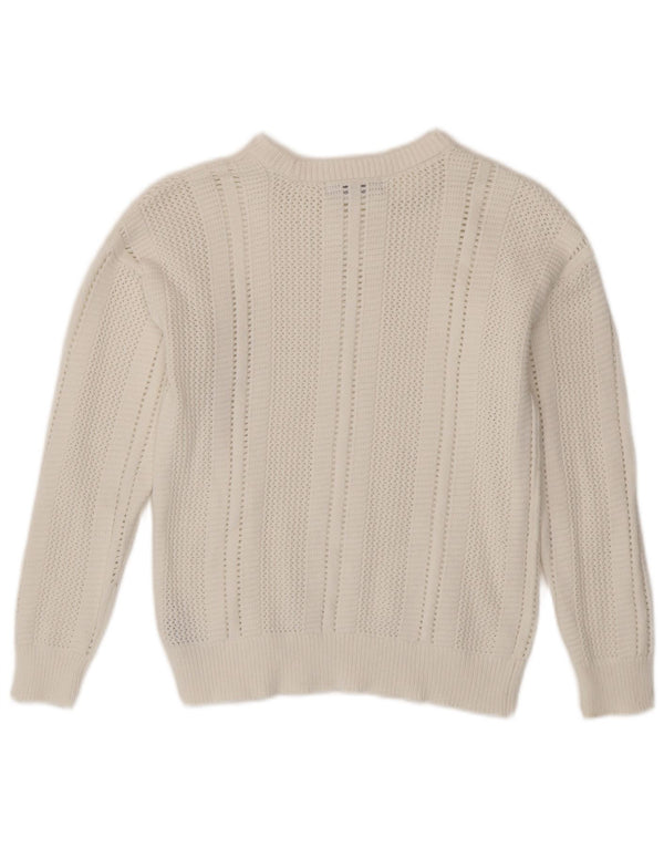 Marks & Spencer Damen-Pullover mit U-Boot-Ausschnitt, UK 6 XS, weiße Baumwolle