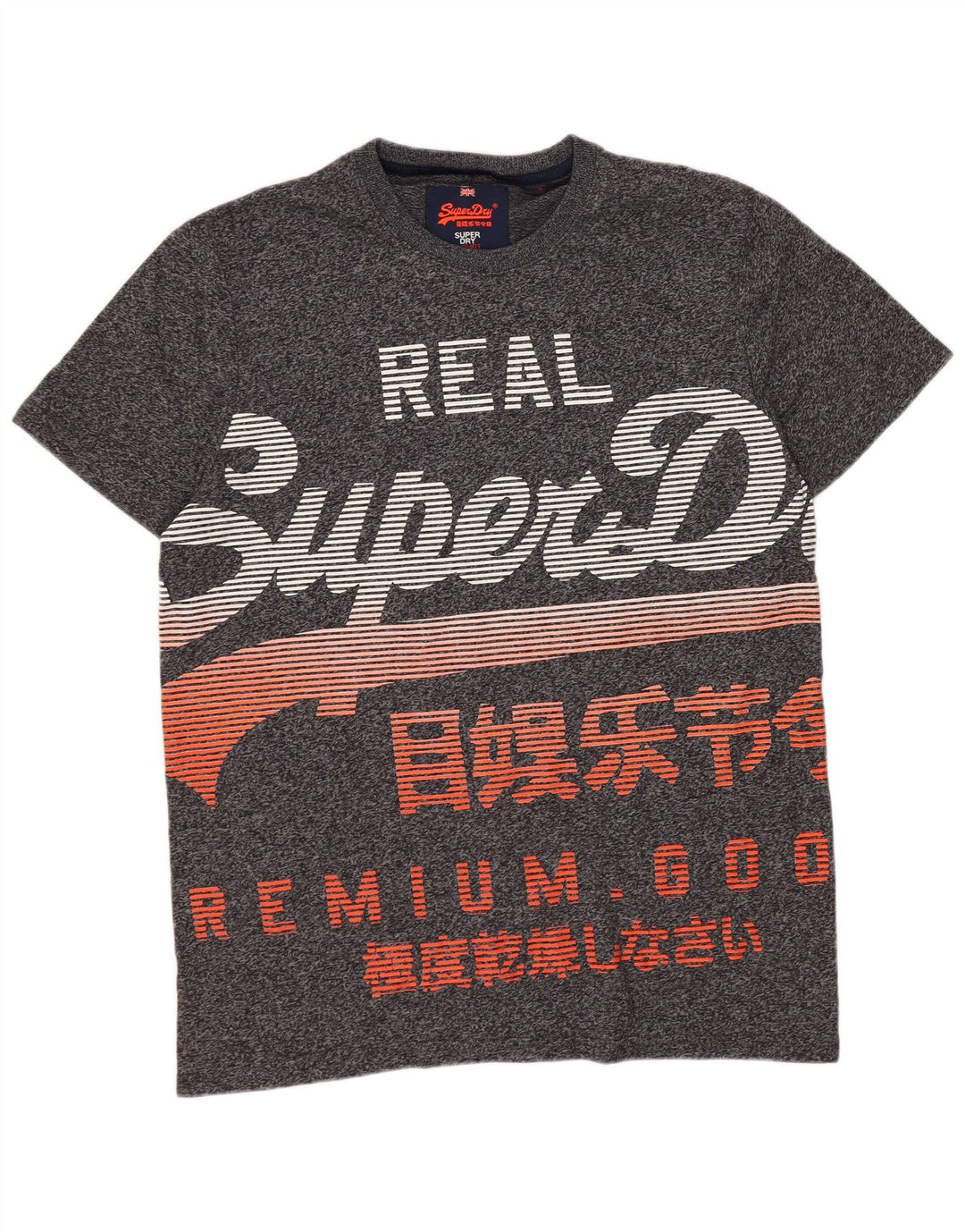 Superdry Herren Grafik-T-Shirt-Oberteil XL aus grau melierter Baumwolle