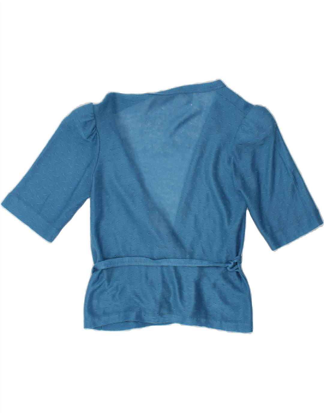 VINTAGE Womens 1/2 Sleeve Cardigan Sweater IT 44 Medium Blue Acrylic Vintage Vintage and Second-Hand Vintage from Messina Hembry 