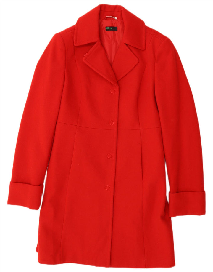Benetton Damen Mantel IT 42 Mittelrote Wolle