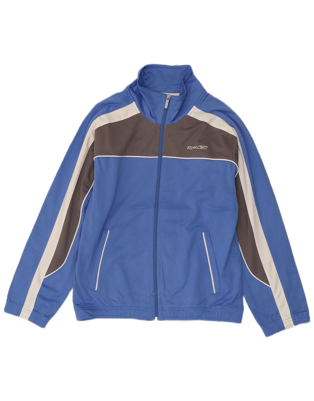 Reebok Herren-Trainingsanzugoberteil, XS, blaues Colourblock-Polyester