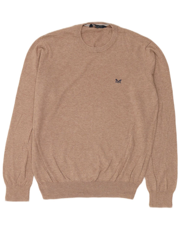 Crew Clothing Mens Crew Neck Jumper Sweater Medium Beige Cotton