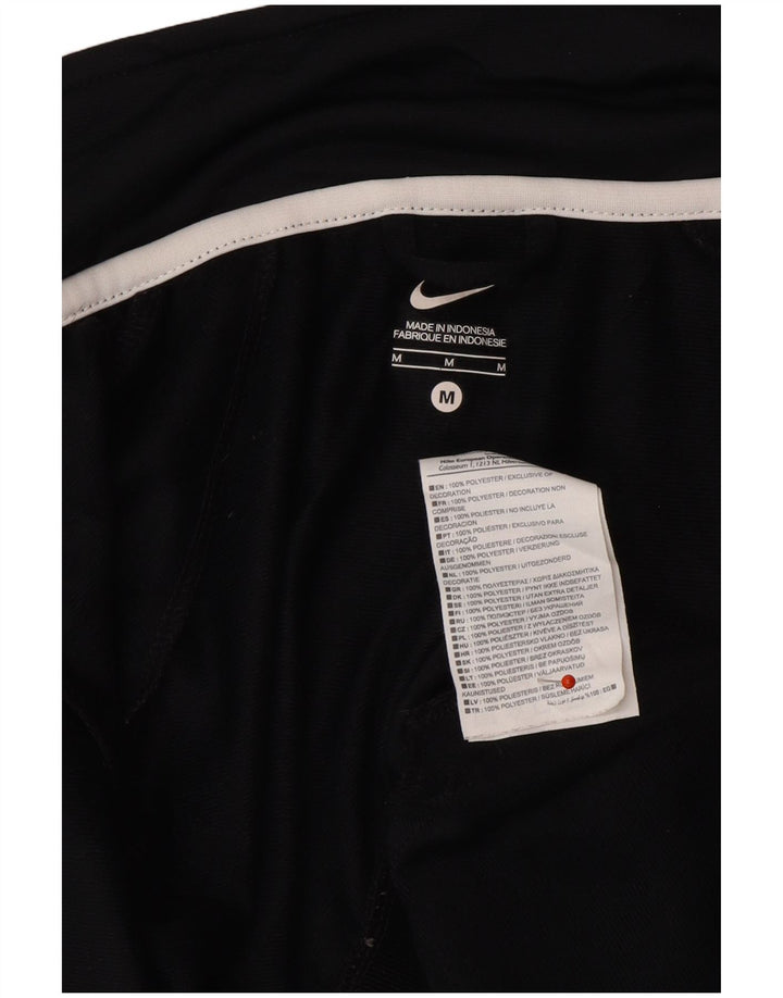 NIKE Womens Graphic Tracksuit Top Jacket UK 14 Medium Black Polyester