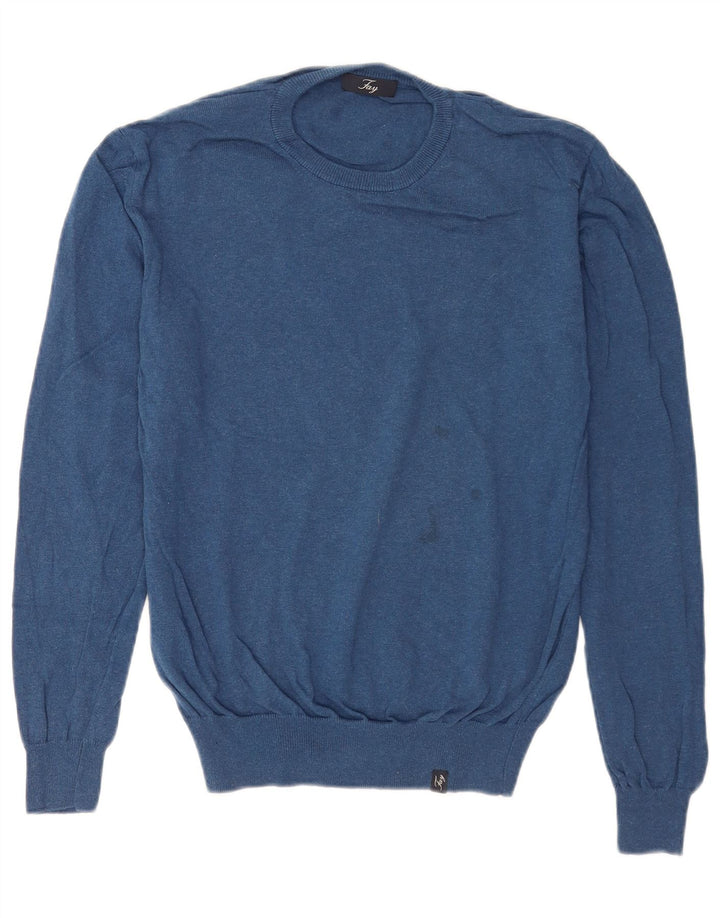 Fay Herren-Pullover mit Rundhalsausschnitt, Mittelblau