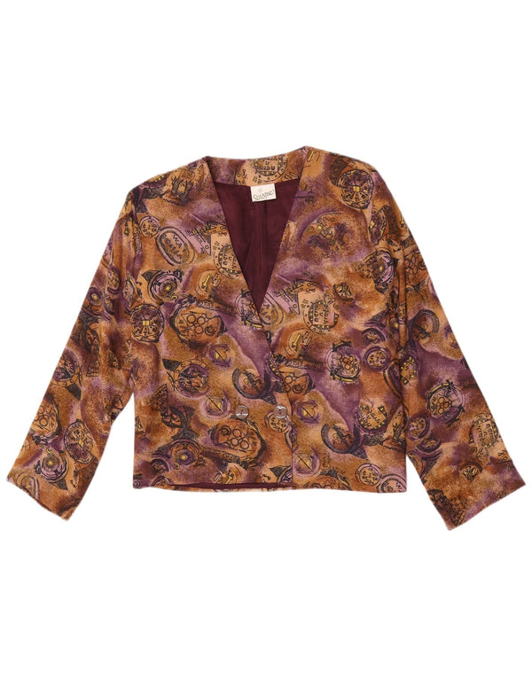 Vintage Damen Cardigan Top UK 10 Kleine mehrfarbige Viskose