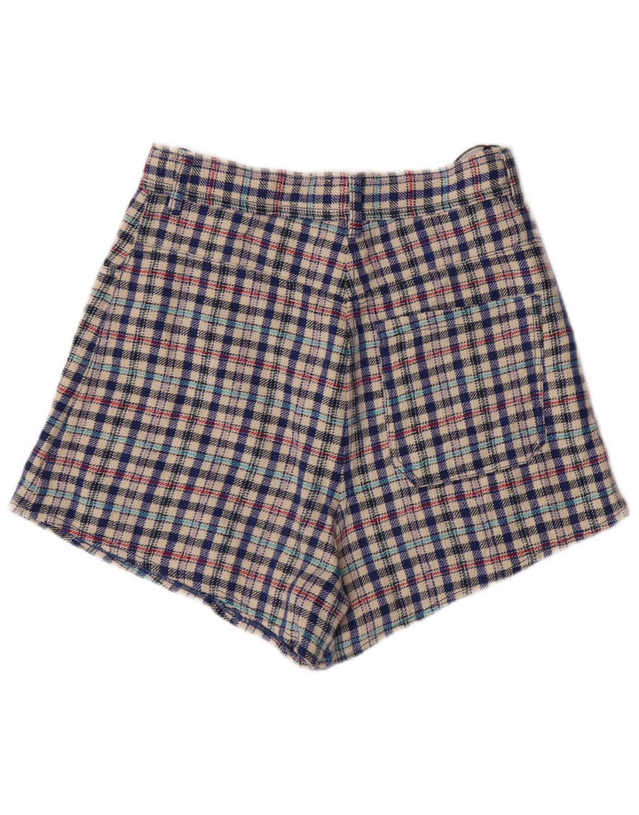 VINTAGE Womens Casual Shorts W28 Medium Multicoloured Check Linen