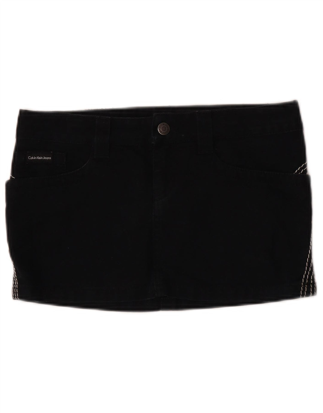 Calvin Klein Damen Mini-Jeansrock W26 Small Schwarz Baumwolle
