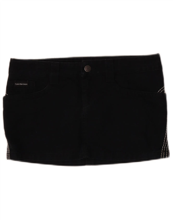 Calvin Klein Damen Mini-Jeansrock W26 Small Schwarz Baumwolle