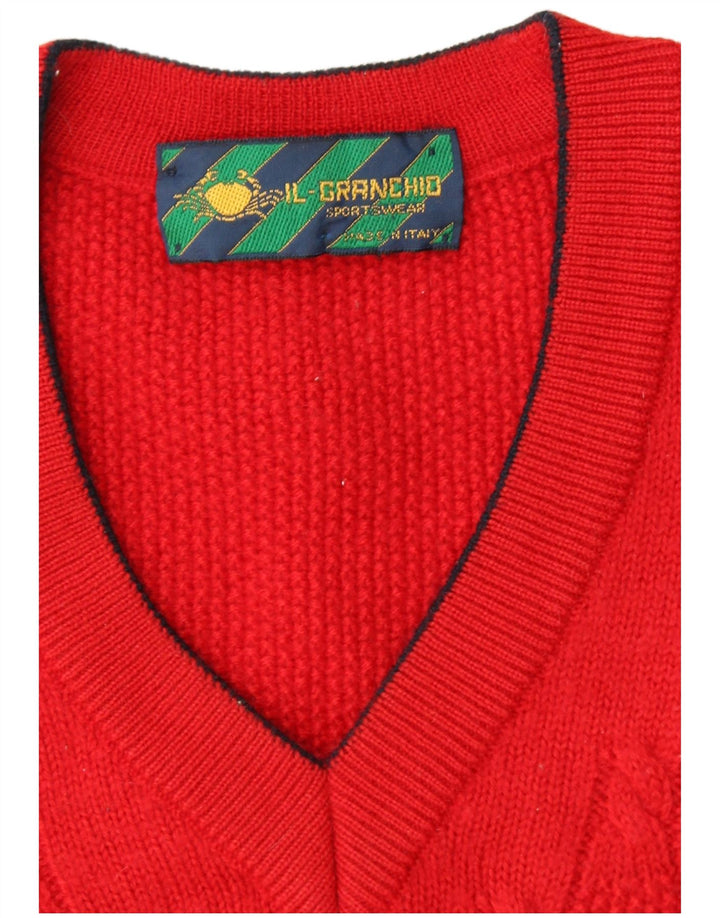 IL GRANCHIO Herren-Pullover mit V-Ausschnitt, Größe L, Rot