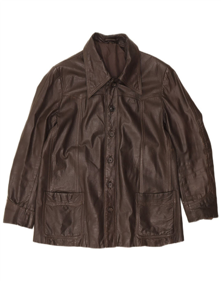 VINTAGE Mens Leather Jacket UK 38 Medium Brown Leather