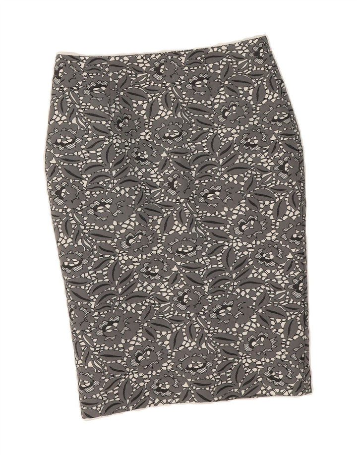 FENN WRIGHT MANSON Womens Pencil Skirt UK 12 Medium W30  Grey Floral Vintage Fenn Wright Manson and Second-Hand Fenn Wright Manson from Messina Hembry 