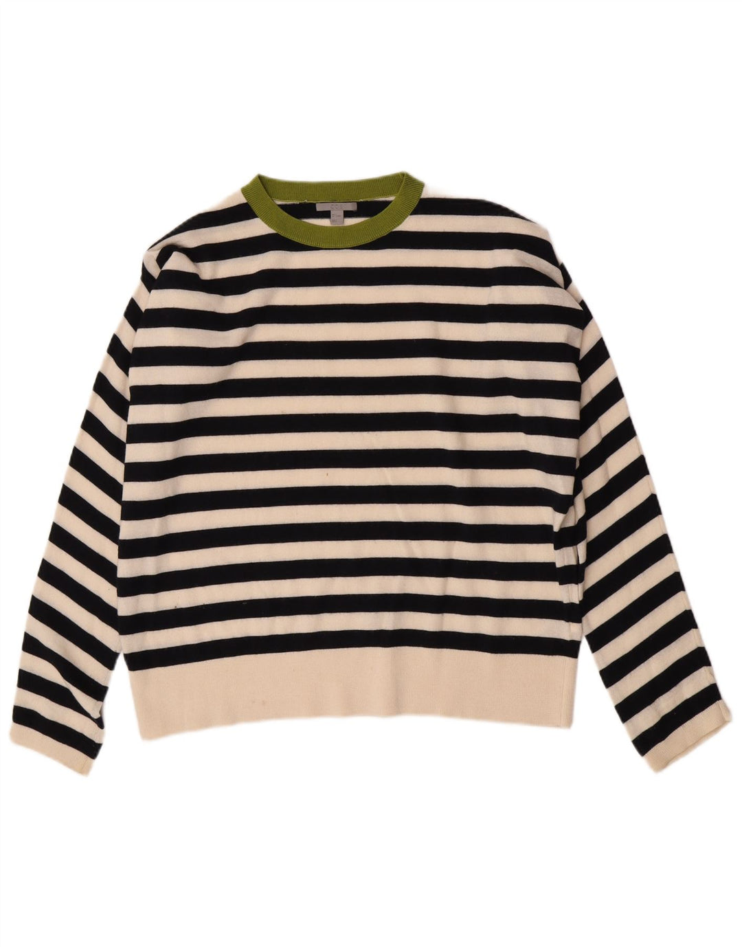 Cos Damen-Pullover, übergroß, Rundhalsausschnitt, Gr. 10, Größe S, Schwarz, gestreift
