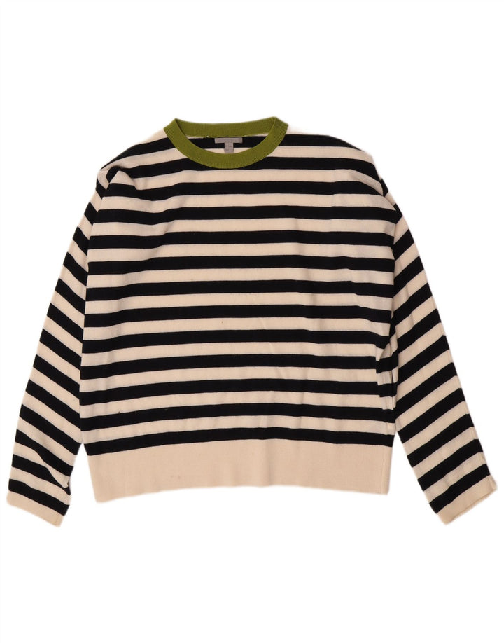Cos Damen-Pullover, übergroß, Rundhalsausschnitt, Gr. 10, Größe S, Schwarz, gestreift