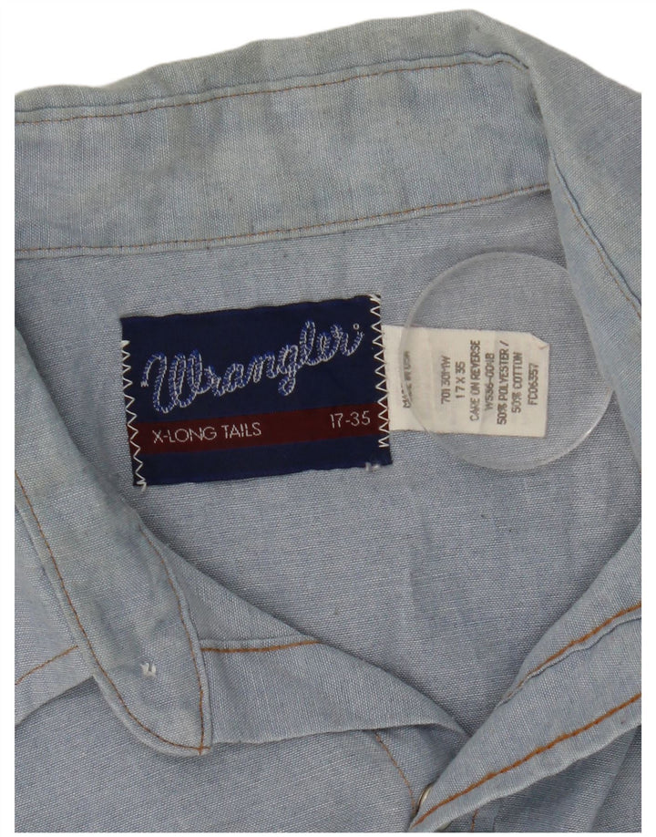 Wrangler Herren-Westernhemd, Größe 17, XL, blaues Polyester