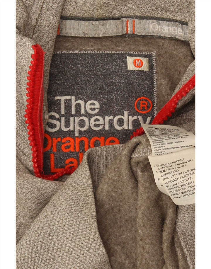 Superdry Herren-Kapuzenpullover mit Reißverschluss aus mittelgrauer Baumwolle