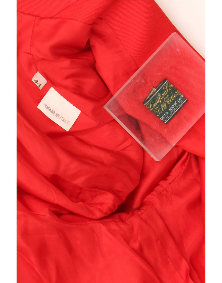 Vintage Damen Crop Zweireiher Blazer Jacke IT 44 Mittelrot