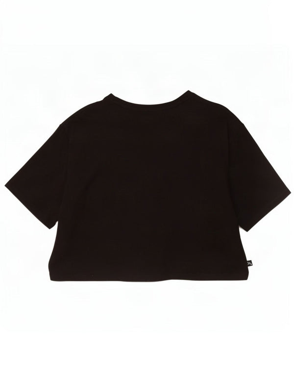 Puma Damen Crop Graphic T-Shirt Top UK 16 Large Schwarz Baumwolle