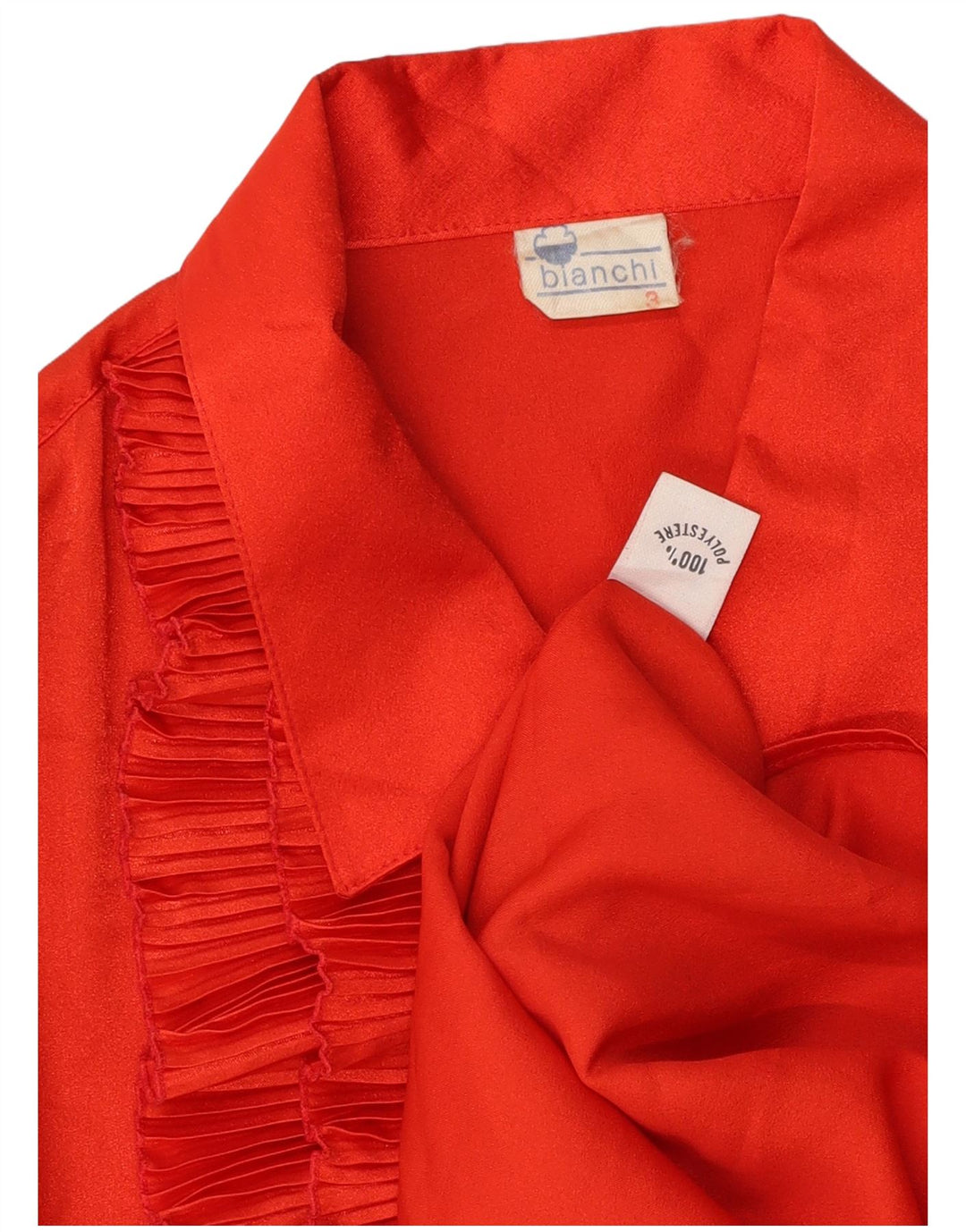 BIANCHI Damen-Hemdbluse mit Rüschen vorne, UK 18, XL, Rot, Polyester