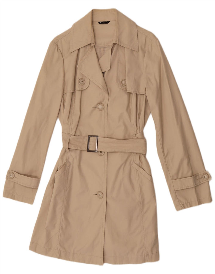 Sisley Damen Trenchcoat IT 46 Large Beige Baumwolle