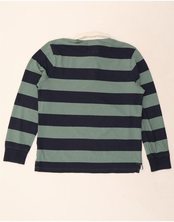 CREW CLOTHING Herren-Langarm-Rugby-Poloshirt, groß, Marineblau gestreift