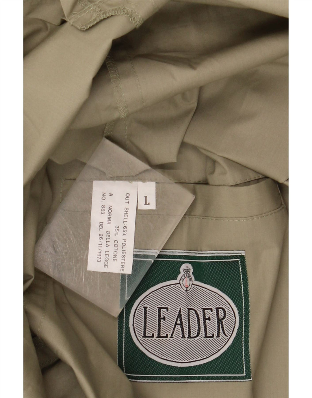 LEADER Herrenmantel UK 40 Large Khaki Polyester