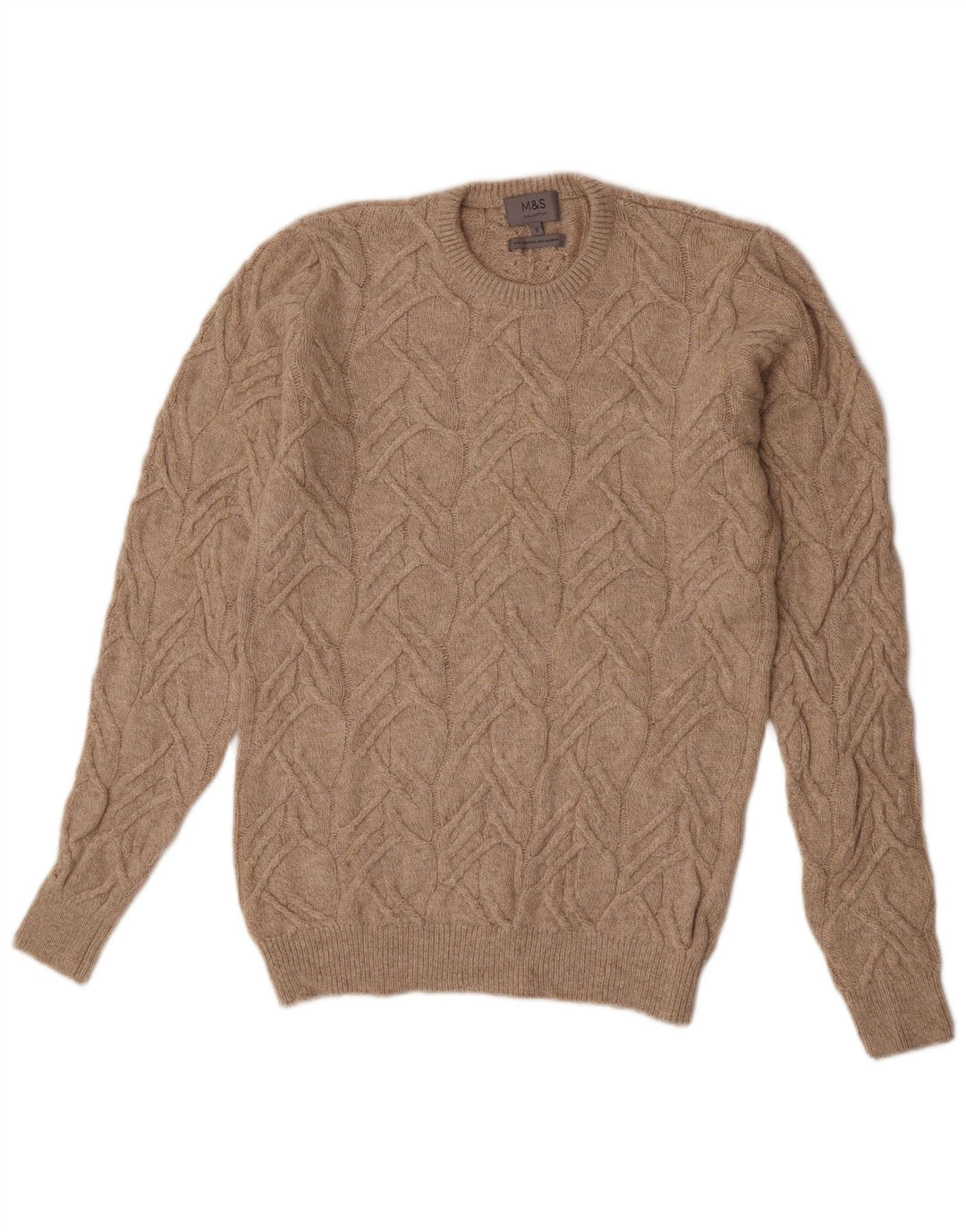 Marks & Spencer Herren-Pullover mit Rundhalsausschnitt, Größe S, Beige, Polyamid