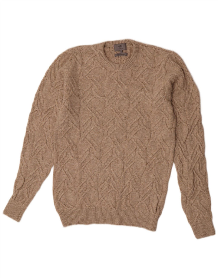 Marks & Spencer Herren-Pullover mit Rundhalsausschnitt, Größe S, Beige, Polyamid