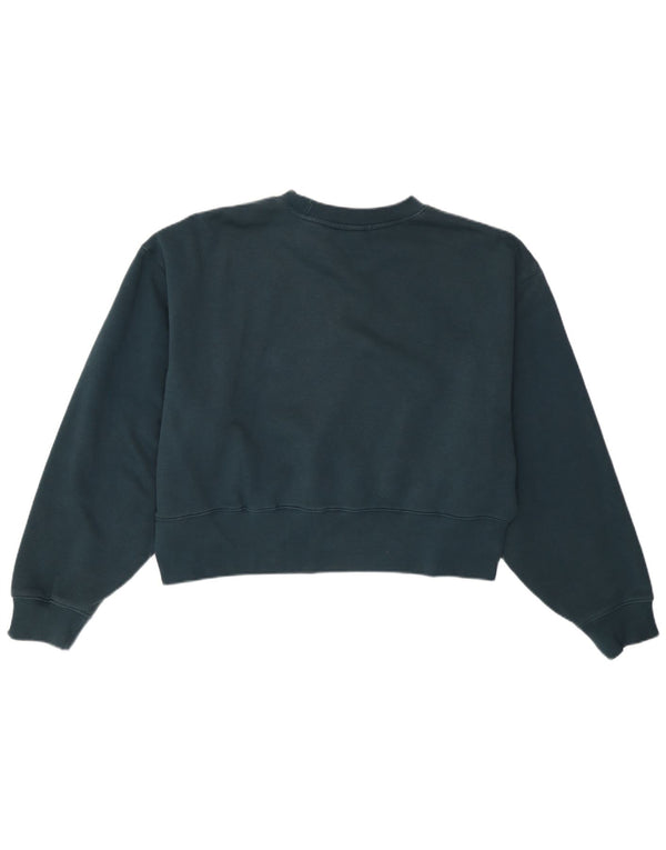 Adidas Damen Crop Oversized Sweatshirt Pullover UK 8/10 Small Grüne Baumwolle