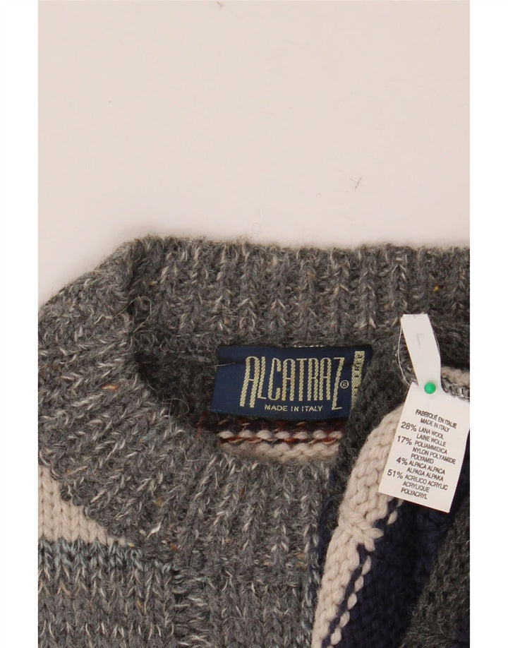 ALCATRAZ Herren-Pullover mit Rundhalsausschnitt, groß, mehrfarbig, gestreift, Wolle