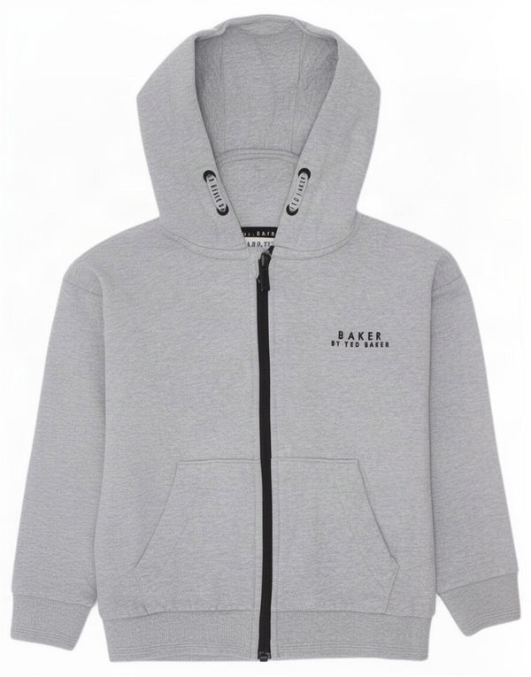 Ted Baker Jungen-Kapuzenpullover mit Reißverschluss, 5–6 Jahre, graue Baumwolle