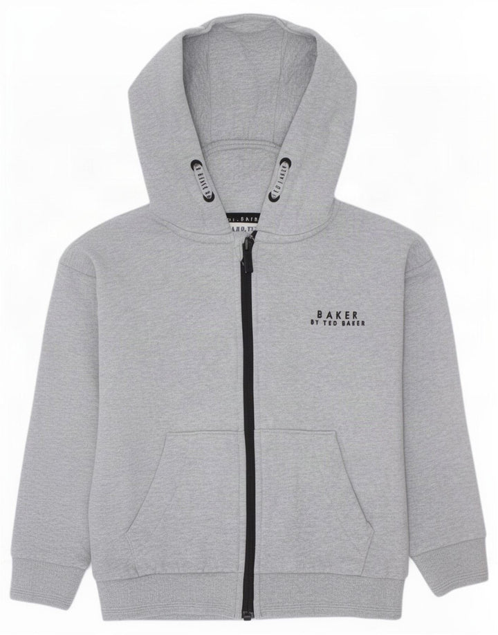 Ted Baker Jungen-Kapuzenpullover mit Reißverschluss, 5–6 Jahre, graue Baumwolle