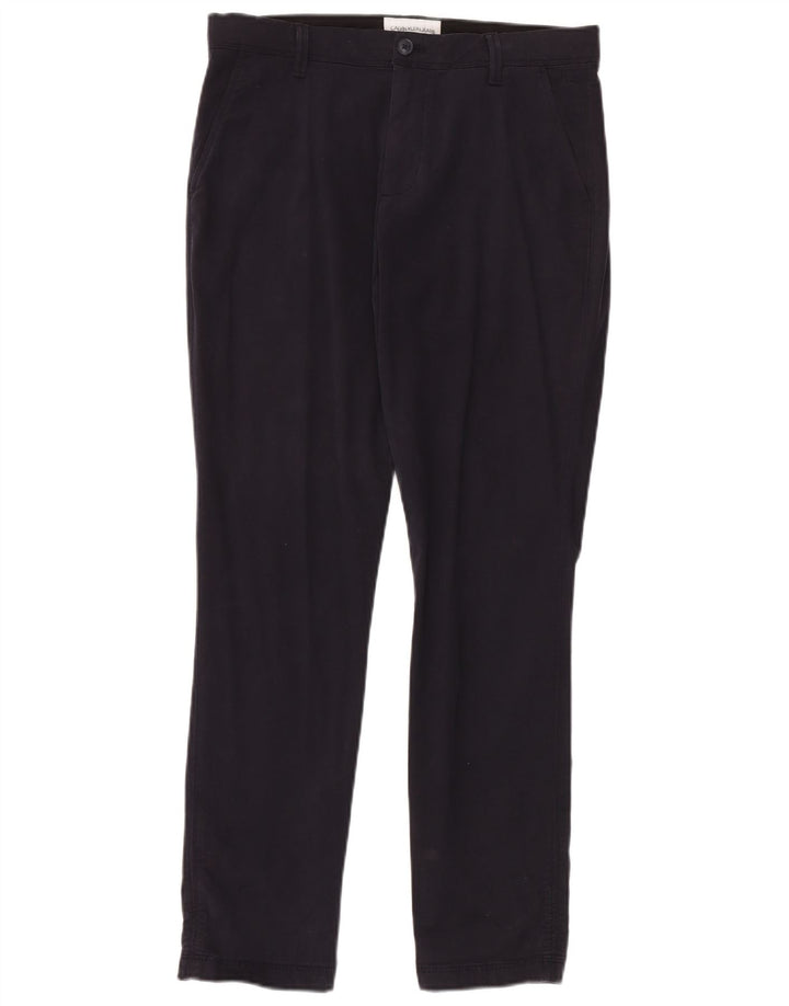 CALVIN KLEIN Herren Slim Chinohose W31 L32 Marineblaue Baumwolle