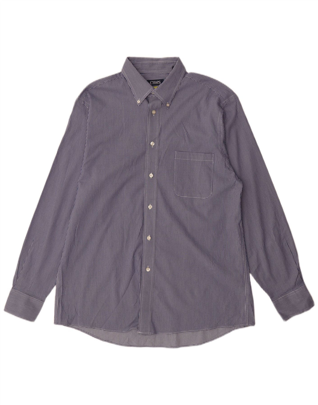 Chaps Herren-Hemd mit normaler Passform, Größe 16 1/2, große blaue Gingham-Baumwolle