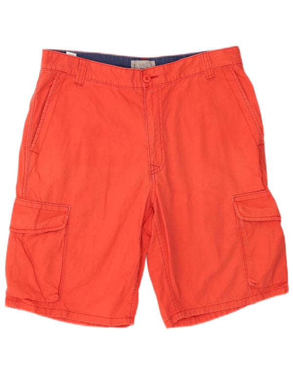 Marks & Spencer Mens Cargo Shorts W32 Medium Red Cotton