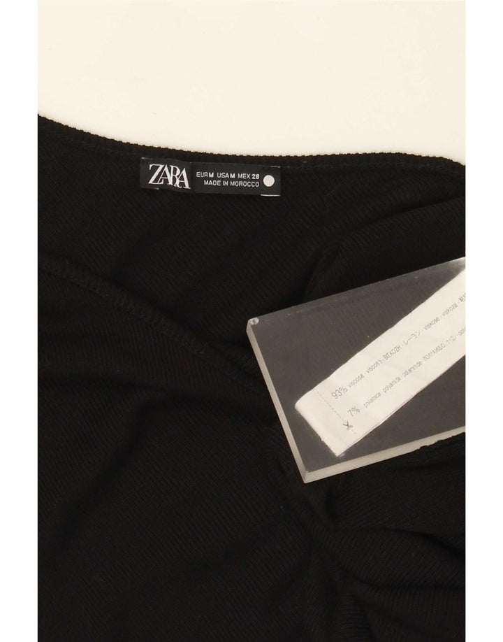 Zara Damen Asymmetrisches One-Shoulder-Top UK 12 Mittelschwarze Viskose