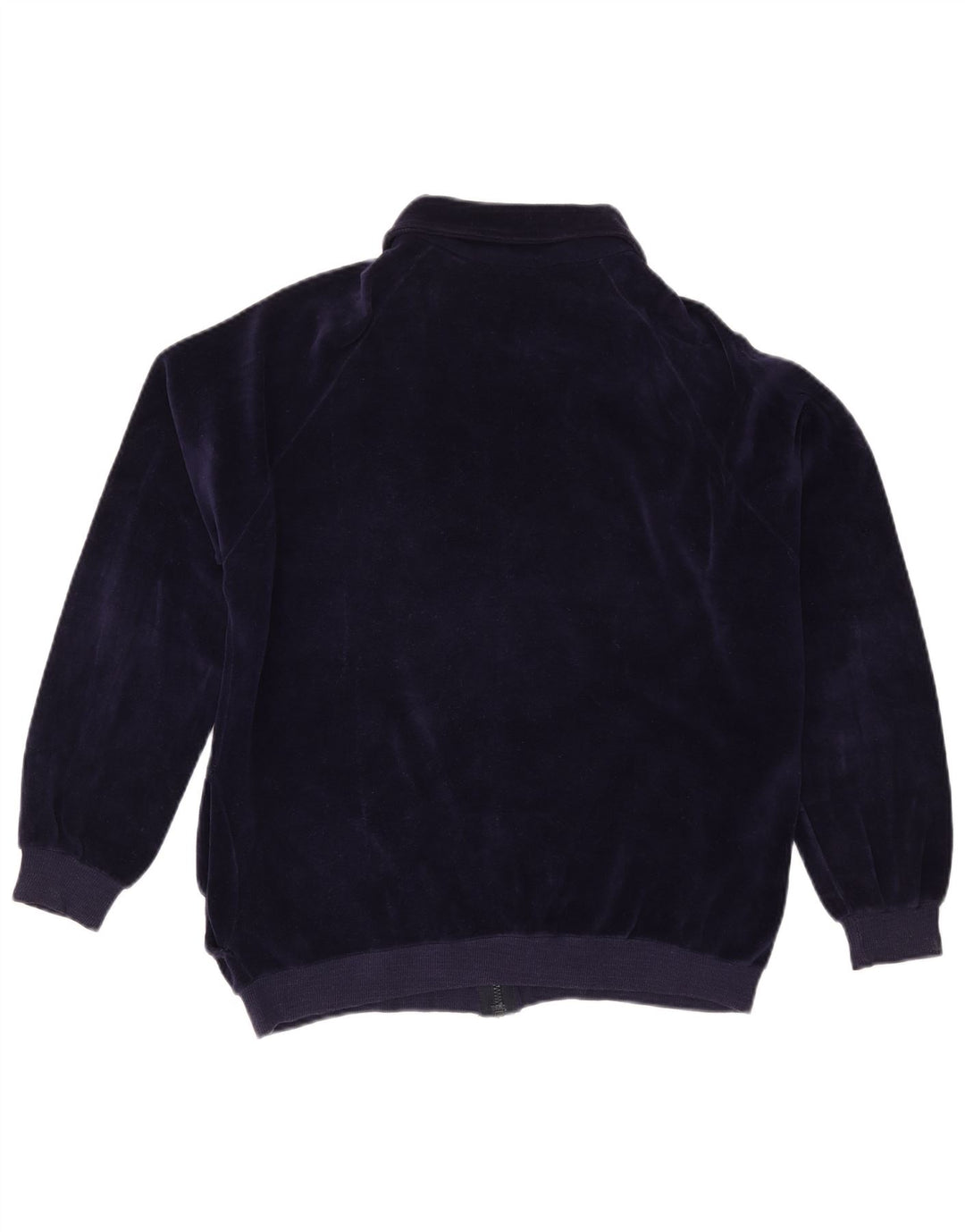 VINTAGE Damen Trainingsanzug Top Jacke UK 16 Große marineblaue Baumwolle