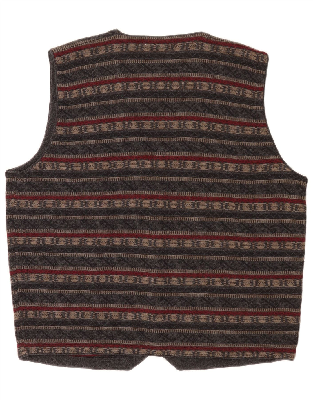 Vintage Herren Strickweste Mittelgrau Fair Isle Schurwolle