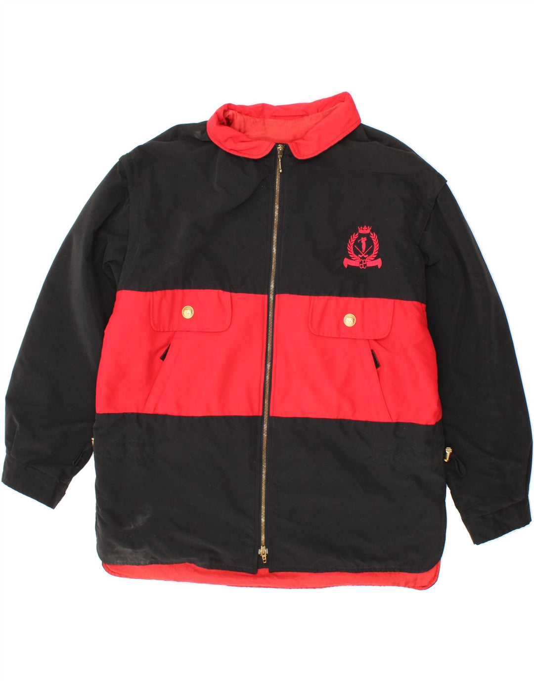 ELEGANCE Womens Windbreaker Jacket UK 16 Large Black Colourblock Polyester Vintage Elegance and Second-Hand Elegance from Messina Hembry 