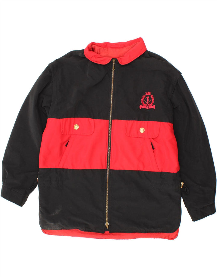 ELEGANCE Womens Windbreaker Jacket UK 16 Large Black Colourblock Polyester Vintage Elegance and Second-Hand Elegance from Messina Hembry 