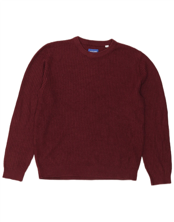 Jack & Jones Herren-Pullover mit Rundhalsausschnitt, mittleres Burgunderrot, Acryl