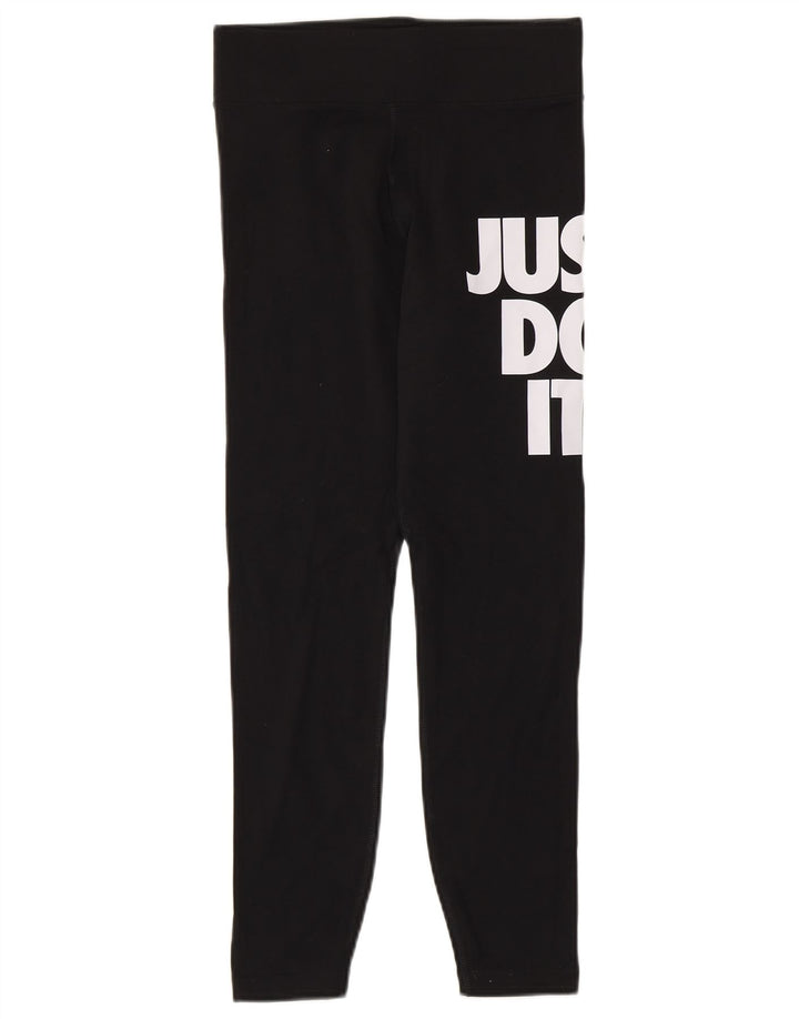 Nike Womens Graphic Leggings UK 8 Small Schwarz Baumwolle