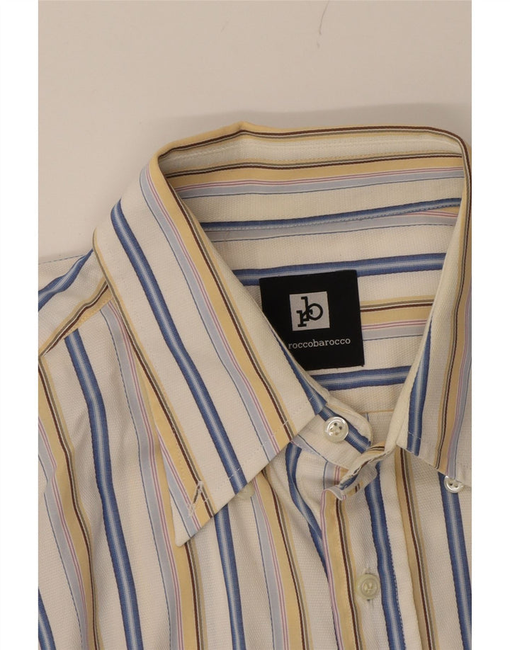 ROCCOBAROCCO Mens Shirt Size 16 41 Large Multicoloured Striped Classic Vintage Roccobarocco and Second-Hand Roccobarocco from Messina Hembry 