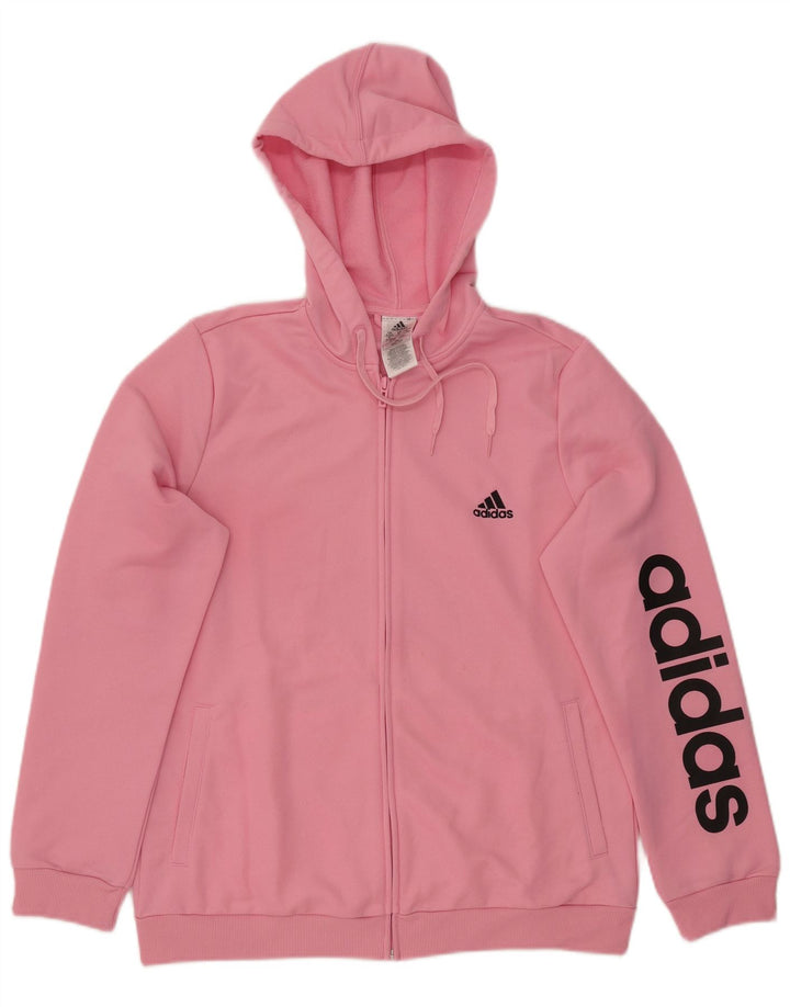 ADIDAS Damen Graphic Zip Hoodie Pullover UK 20/22 XL Rosa Polyester
